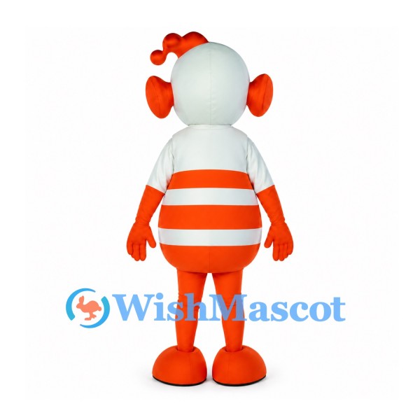 Fish Character Mascot Costume in Orange and White with Striped Body