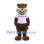 Beaver Mascot Costume in Brown with White Sports Shirt and Red Trim