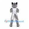 Wolf Mascot Costume in Gray with White Sports Uniform