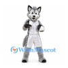 Wolf Mascot Costume in Gray with White Sports Uniform