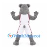 Bulldog Mascot Costume in Gray with White Basketball Uniform
