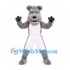 Bulldog Mascot Costume in Gray with White Basketball Uniform