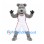 Bulldog Mascot Costume in Gray with White Basketball Uniform