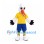 Stork Mascot Costume in White with Orange Beak Yellow Shirt and Blue Shorts