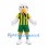 Eagle Mascot Costume in White with Green and Yellow Striped Sports Uniform