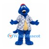 Dog Mascot Costume in Blue with Tropical Shirt and Red Cap