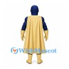 Superhero Mascot Costume in Navy with Gold Cape and Belt