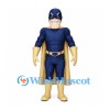 Superhero Mascot Costume in Navy with Gold Cape and Belt