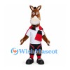 Horse Mascot Costume in Brown with White Sports Shirt and Red and Black Shorts