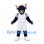 Bull Mascot Costume in Navy with White Basketball Uniform