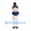 Woman Mascot Costume with Brown Hair Bun Navy Blouse and White Skirt