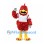 Cardinal Mascot Costume in Red with White Baseball Jersey and Layered Feathers