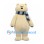 Polar Bear Mascot Costume in Cream with Blue Striped Scarf