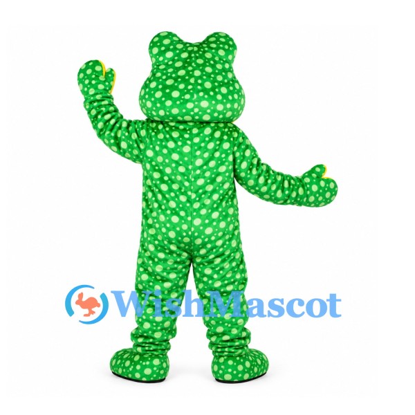 Frog Mascot Costume in Green with White Spots and Yellow Belly