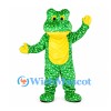 Frog Mascot Costume in Green with White Spots and Yellow Belly
