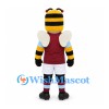 Bee Mascot Costume in Black and Yellow with Burgundy Sports Shirt