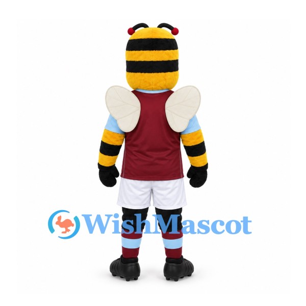 Bee Mascot Costume in Black and Yellow with Burgundy Sports Shirt