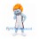 Flame Character Mascot Costume in Light Blue with Orange Hair and White Sports Uniform