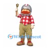 Lumberjack Mascot Costume with Red Beard Plaid Shirt and Football Helmet