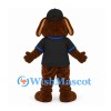 Dog Mascot Costume in Brown with Black Baseball Jersey and Cap
