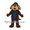 Dog Mascot Costume in Brown with Black Baseball Jersey and Cap