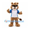 Giraffe Mascot Costume in Tan with Sunglasses and White Sports Shirt