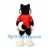 Wolf Mascot Costume in Black and White with Red Shirt