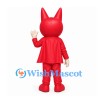 Cat Superhero Mascot Costume in Red with Mask and Cape