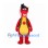 Dragon Mascot Costume in Red with Yellow Belly and Black Costume Accessories