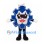 Gear Mascot Costume in Navy with Crown Sunglasses and Red Lips