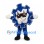Gear Mascot Costume in Navy with Crown Sunglasses and Grinning Face