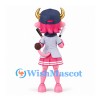 Clown Mascot Costume in Pink and White with Horned Baseball Cap