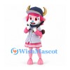 Clown Mascot Costume in Pink and White with Horned Baseball Cap