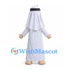 Man Mascot Costume with Black Beard White Robe and Headscarf