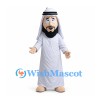 Man Mascot Costume with Black Beard White Robe and Headscarf