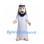 Man Mascot Costume with Black Beard White Robe and Headscarf