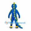 Dragon Mascot Costume in Blue with Yellow Belly and Green Spines