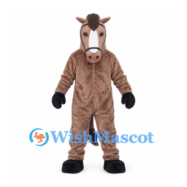 Horse Mascot Costume in Brown with Black Mane and Hooves