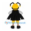 Bee Superhero Mascot Costume in Yellow and Black with Cape and Wings