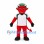 Devil Mascot Costume in Red with Green Hair and White Sports Shirt