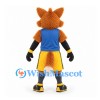 Fox Mascot Costume in Orange with Blue Shirt and Yellow Shorts