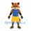 Fox Mascot Costume in Orange with Blue Shirt and Yellow Shorts