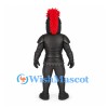 Knight Mascot Costume in Black Armor with Red Helmet Plume