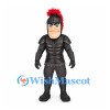 Knight Mascot Costume in Black Armor with Red Helmet Plume