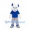 Cat Mascot Costume in White with Blue Shirt and Gray Trousers