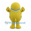 Seal Mascot Costume in Yellow with Dark Spots and Blue Neck Trim