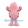 Seal Mascot Costume in Pink with Dark Spots and Orange Neck Trim