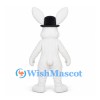 Rabbit Mascot Costume in White with Black Top Hat
