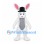 Rabbit Mascot Costume in White with Black Top Hat
