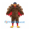 Turkey Mascot Costume in Brown and Red with Large Layered Fan Tail